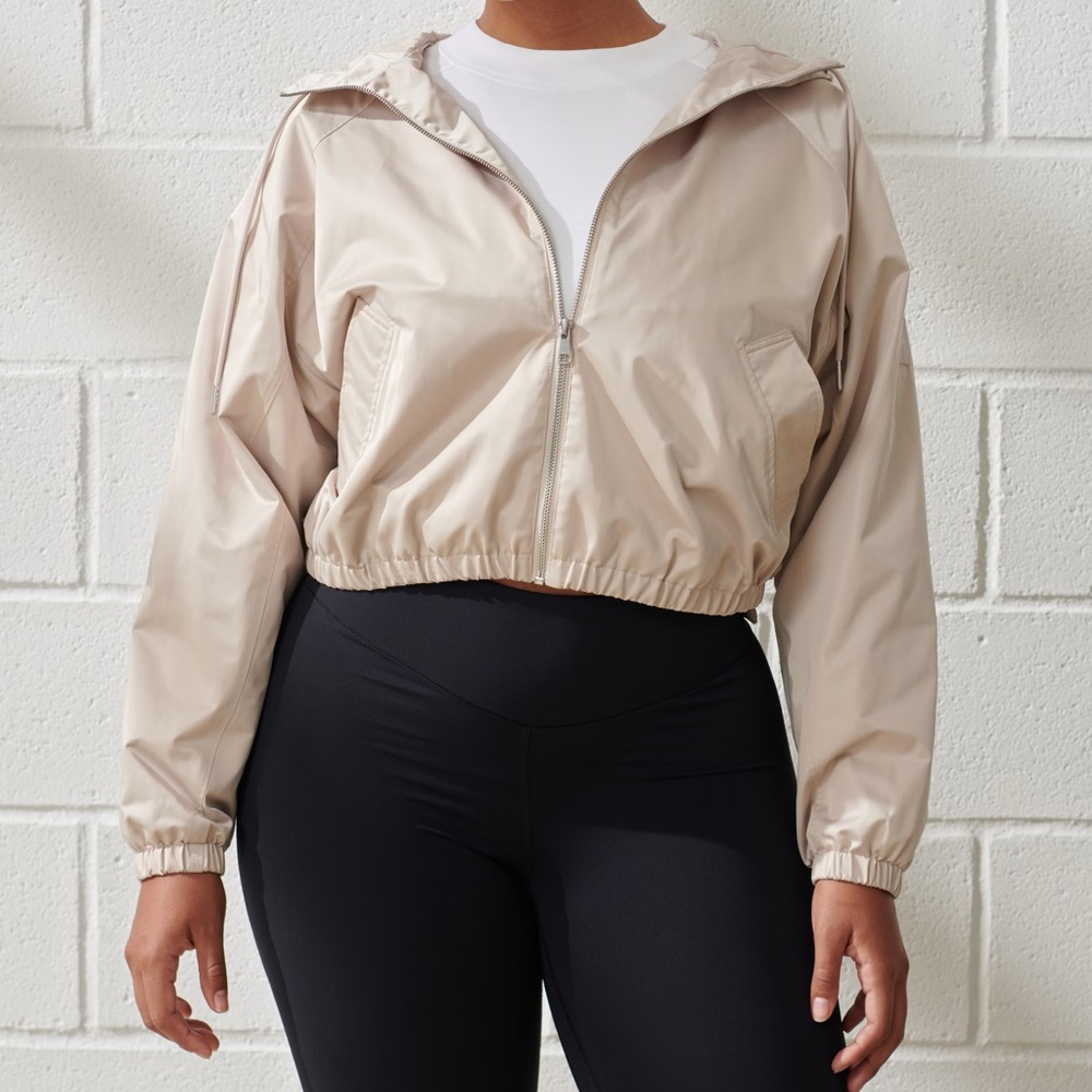 Abercrombie & Fitch YPB Satin Windbreaker in Sand - Picture 2 of 6